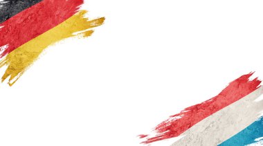 Beyaz Arkaplanda Almanya ve Lüksemburg Bayrakları